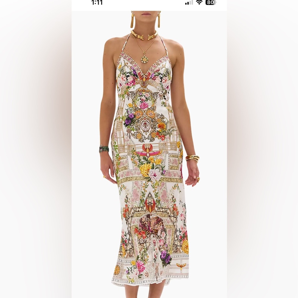 NWT Camilla Silk Egyptian Chain Open Back Size Small Gold Rose - Picture 4 of 14